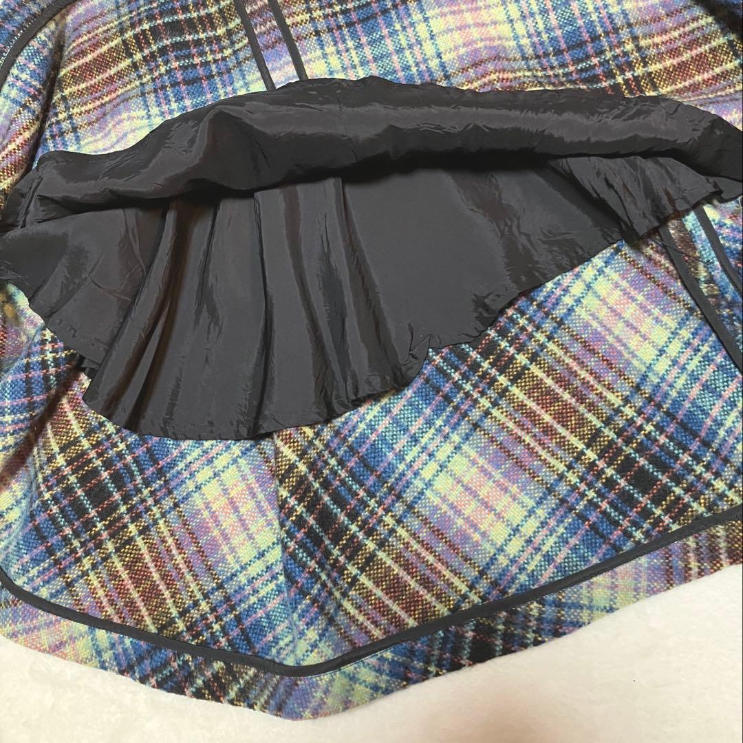【本日21時迄価格】Y’s ヨウジヤマモト✨モヘヤ混変形デザインチェックスカート