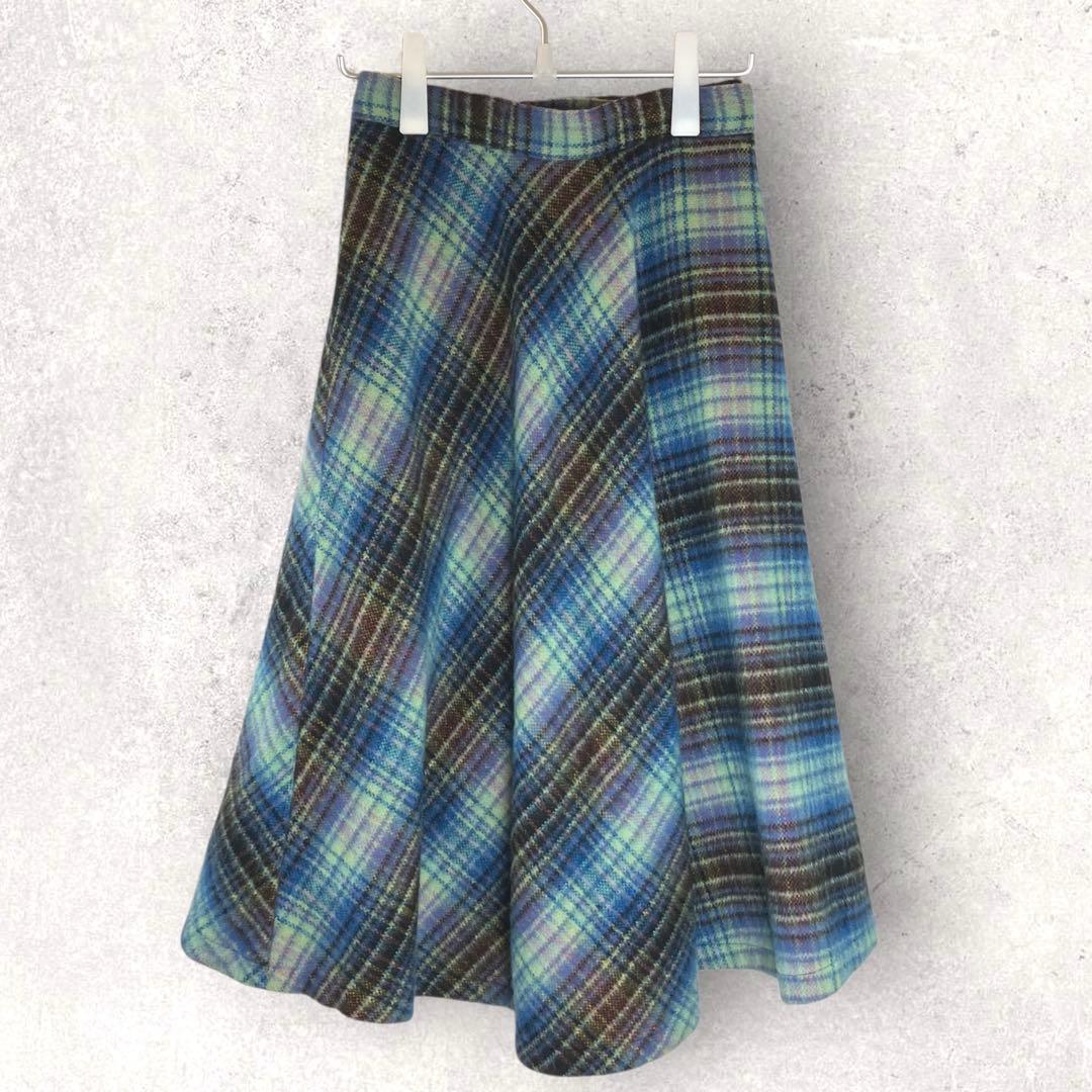 【本日21時迄価格】Y’s ヨウジヤマモト✨モヘヤ混変形デザインチェックスカート