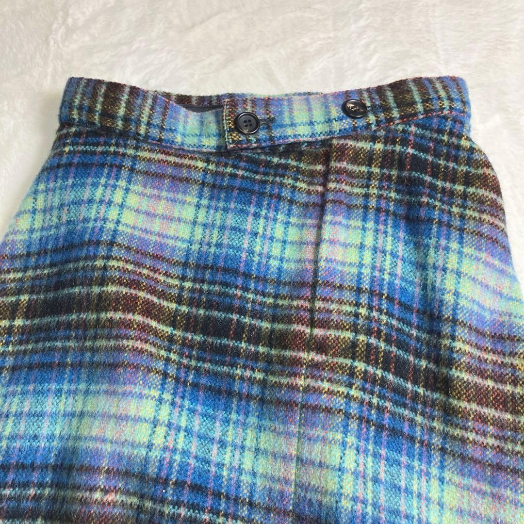 【本日21時迄価格】Y’s ヨウジヤマモト✨モヘヤ混変形デザインチェックスカート