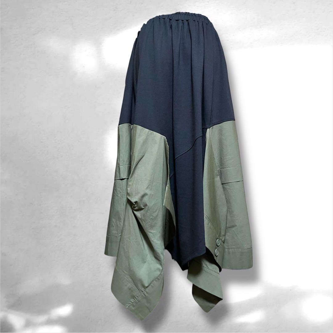 ♥️新品未使用♥️MICALLE アシンメトリーフレアスカート ブラック/カーキ