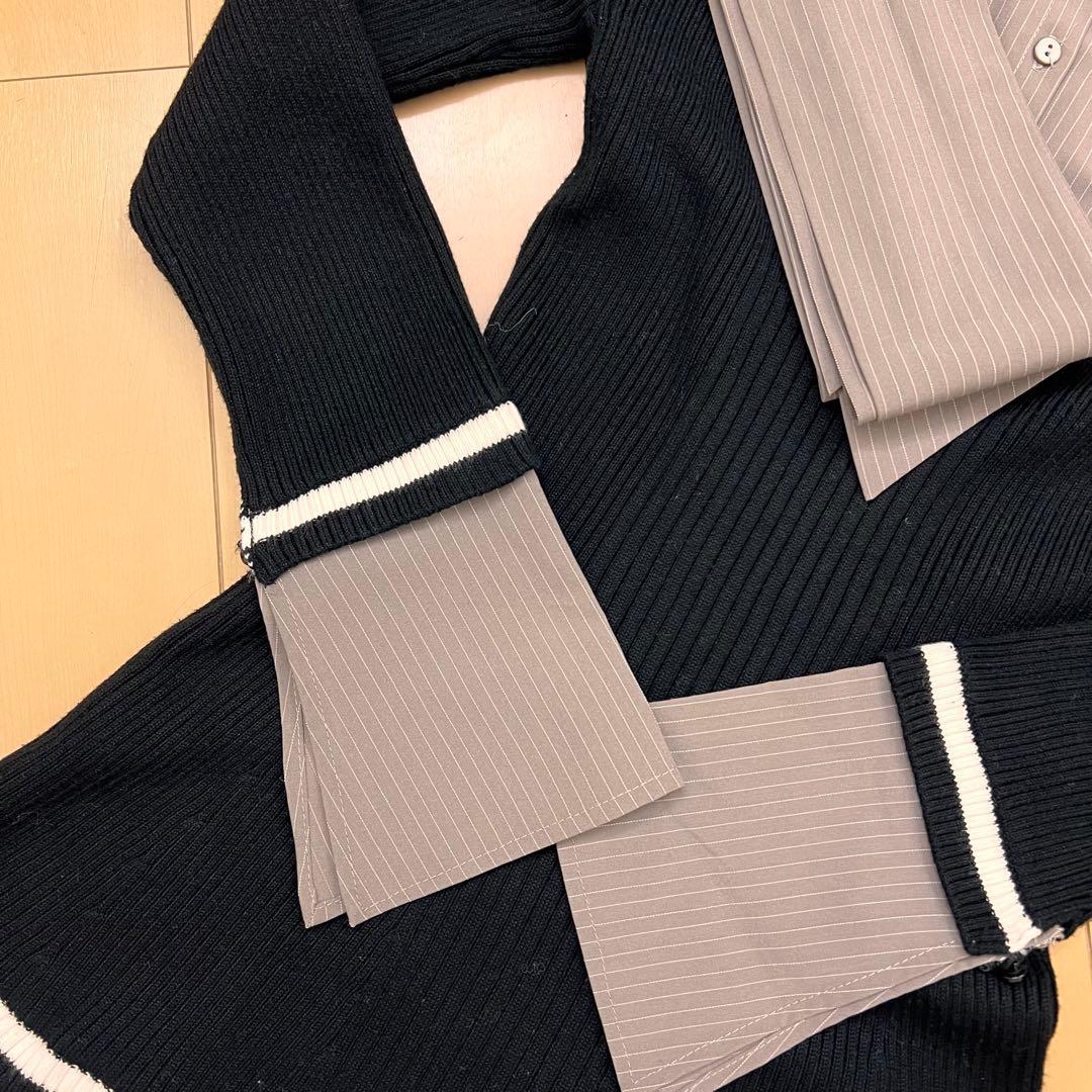 3新品リップサービス定価13750円シャツドッキングプリーツワンピース黒