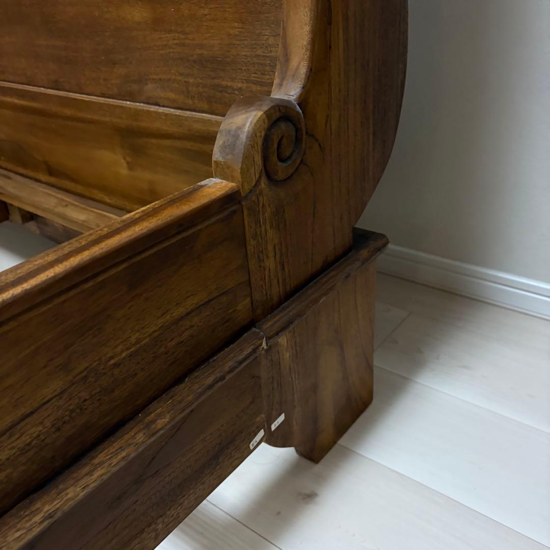 【送料込】 ヴィンテージ調 チーク セミダブル ベッドフレーム