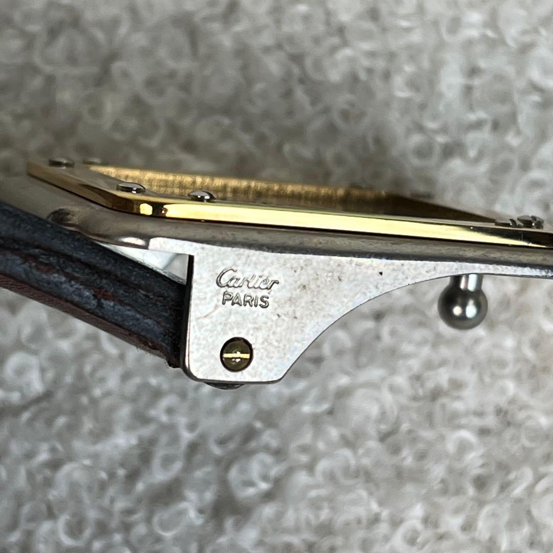 美品　Cartier ベルト　レザー　マストライン　ボルドー　シルバー　ゴールド