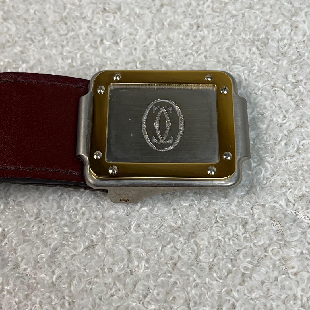 美品　Cartier ベルト　レザー　マストライン　ボルドー　シルバー　ゴールド
