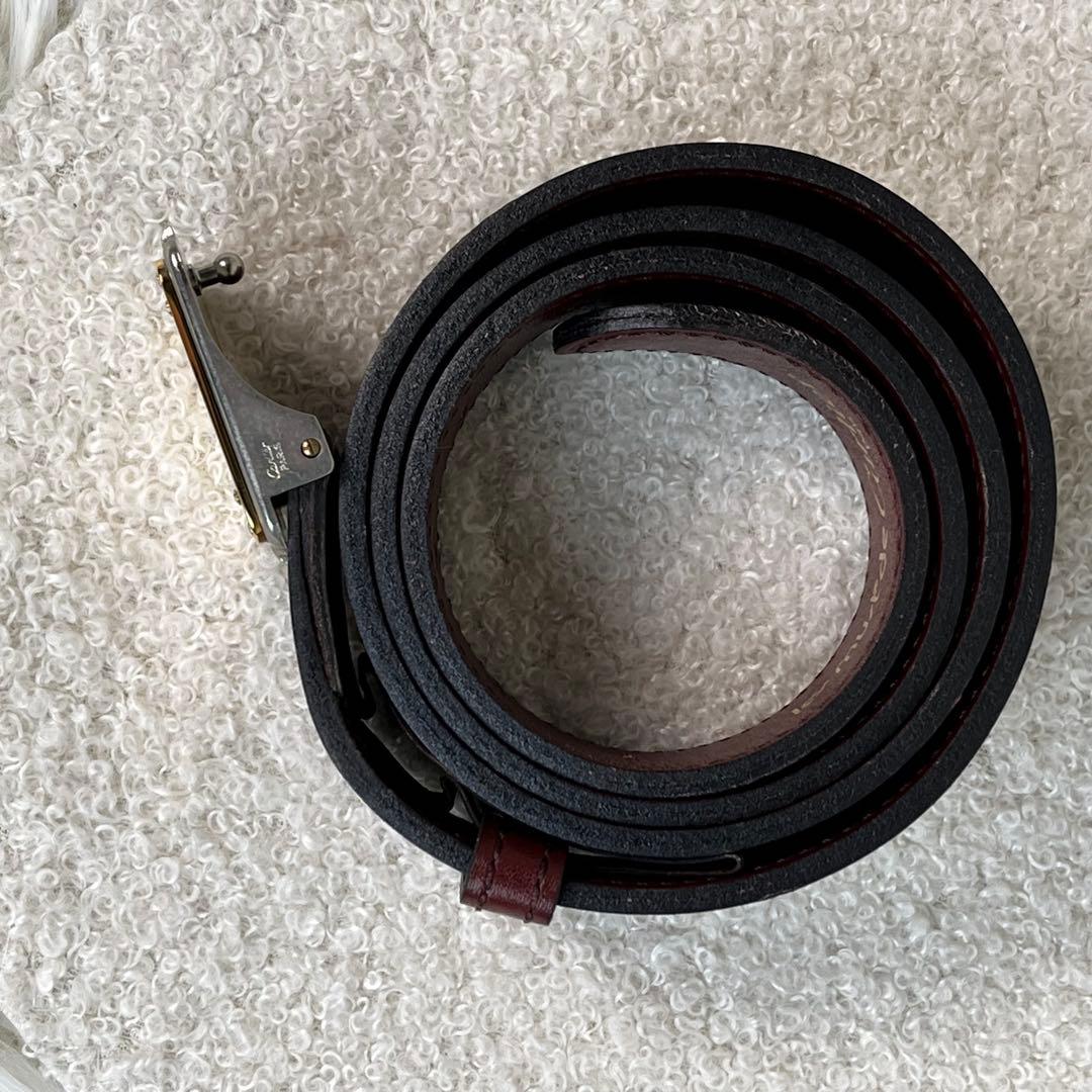 美品　Cartier ベルト　レザー　マストライン　ボルドー　シルバー　ゴールド