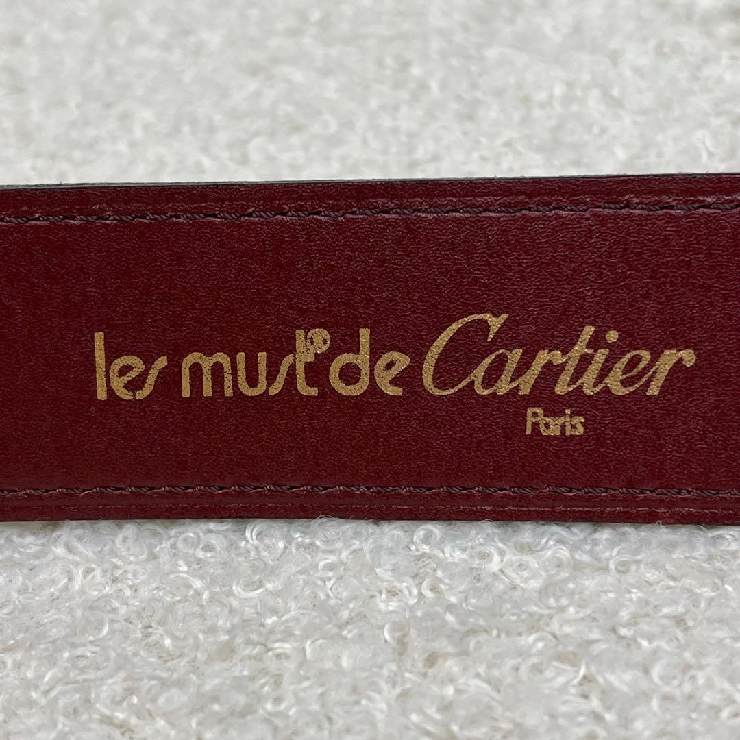 美品　Cartier ベルト　レザー　マストライン　ボルドー　シルバー　ゴールド