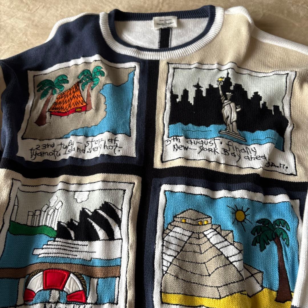 カステルバンジャック観光地刺繍 ニットセーター Lサイズ