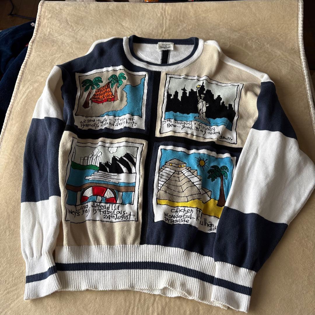 カステルバンジャック観光地刺繍 ニットセーター Lサイズ