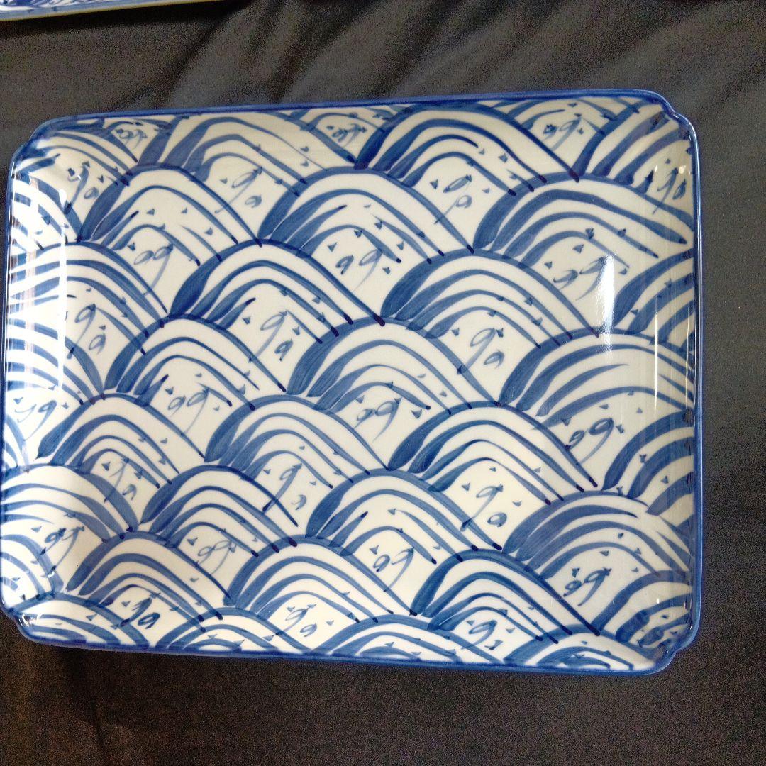 源右衛門　波模様の皿 特大大中小22枚セット