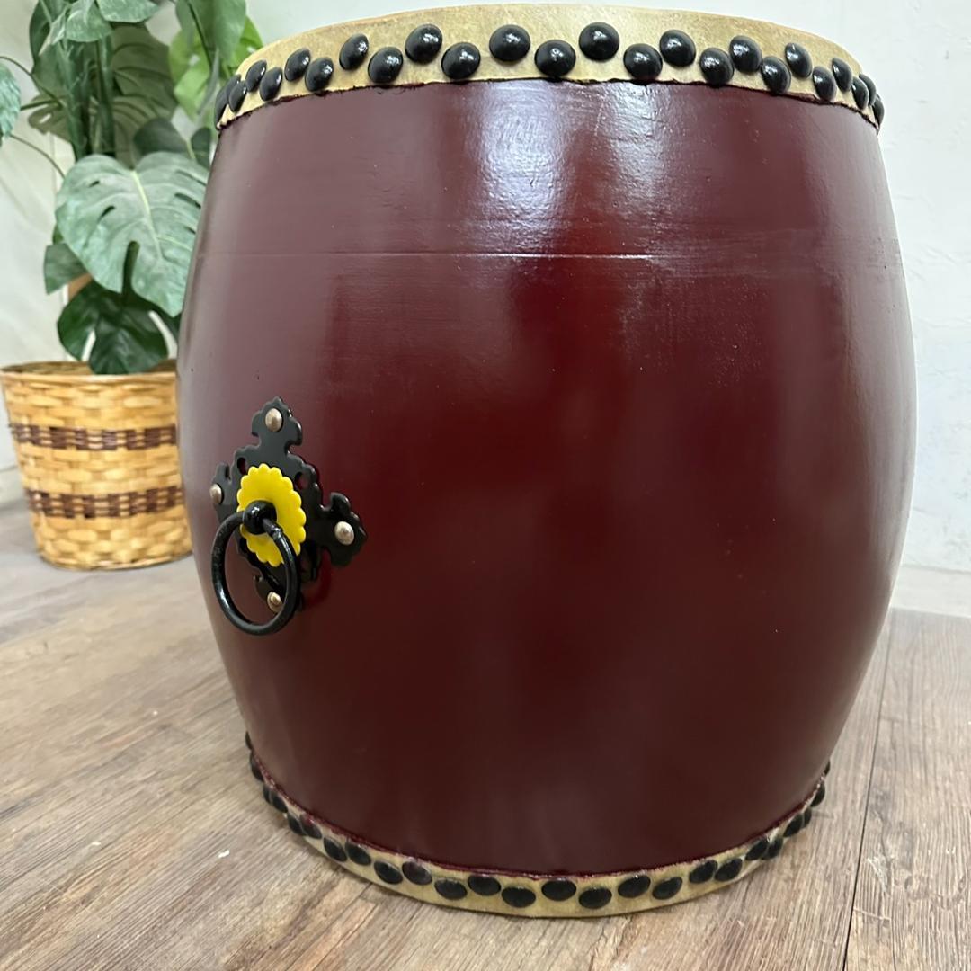 【新品・未使用】　牛革　和太鼓 1.2尺・バチ付き・台付き　　祭り