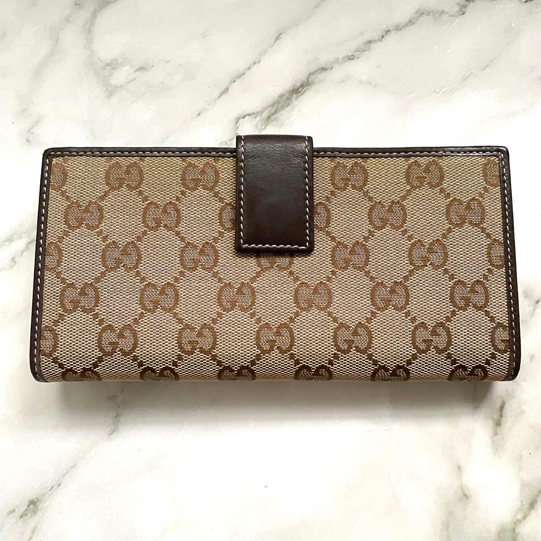 GUCCI GGキャンバス レザー ラブリーハート 長財布 美品0113-②