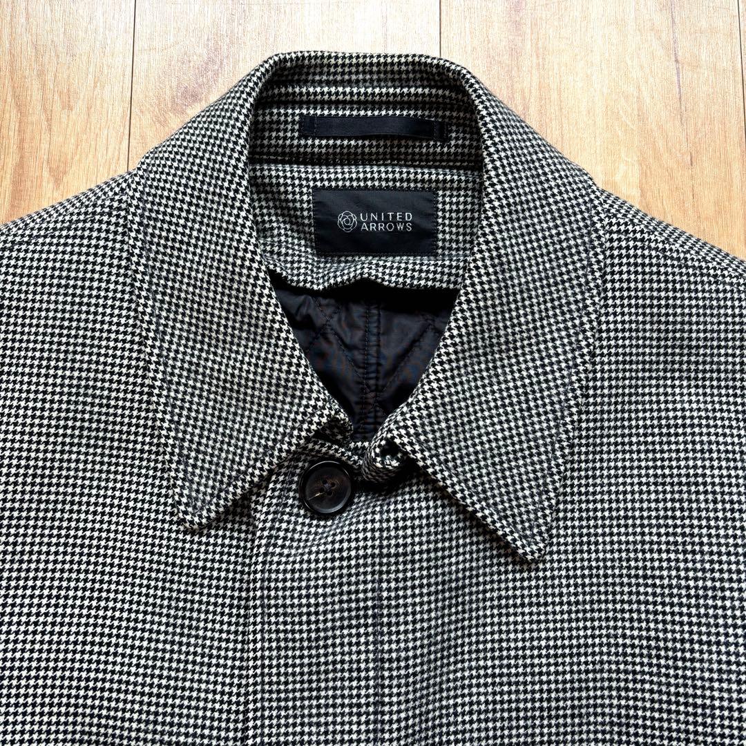 UNITED ARROWS ステンカラーコートウール 千鳥 ライナー付 Mサイズ