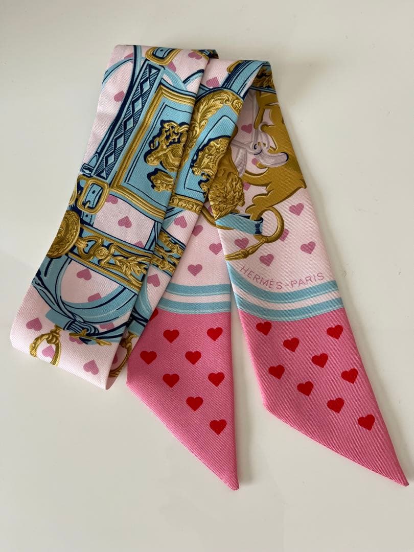 HERMES エルメス ツイリー ブリッド ドゥ ガラ ラブ ハート ピンク