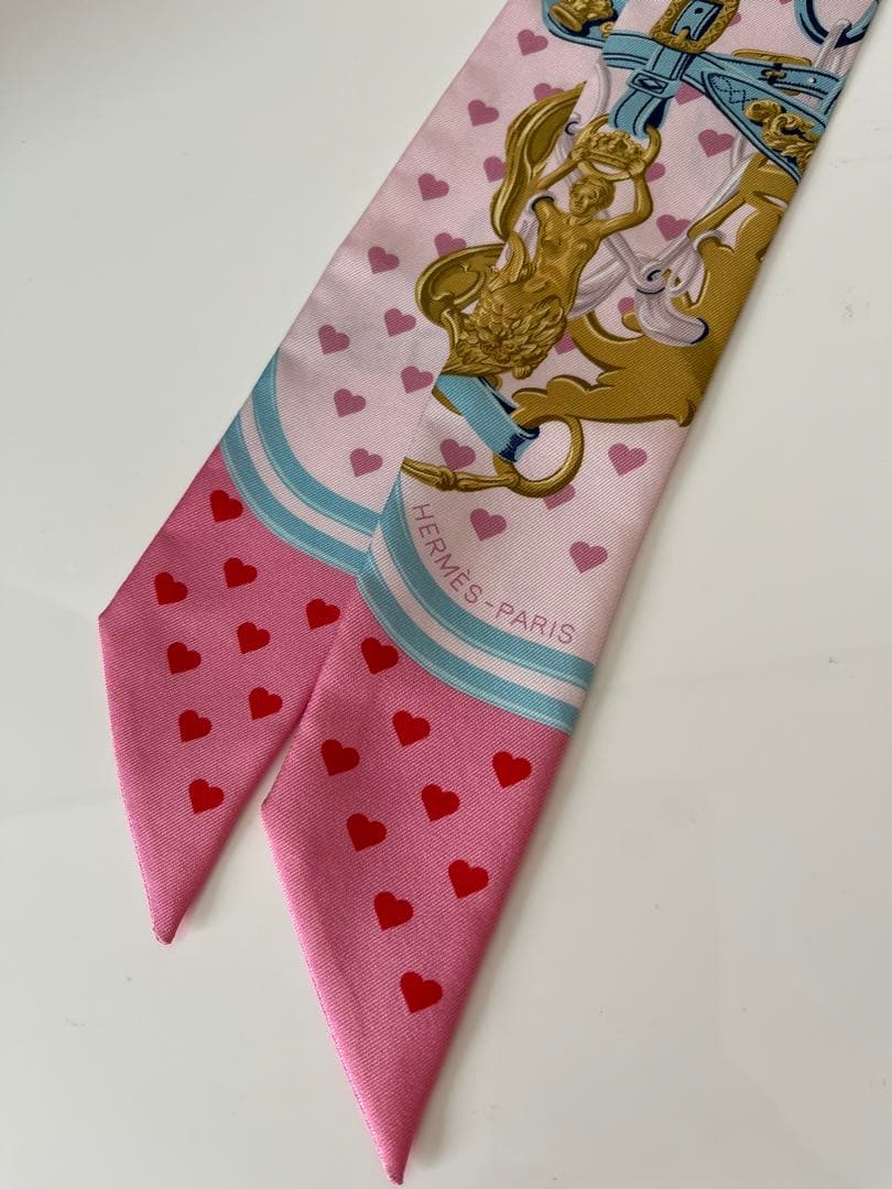 HERMES エルメス ツイリー ブリッド ドゥ ガラ ラブ ハート ピンク