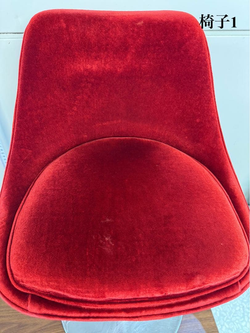 【専用①】赤ベルベット カウンターチェア 2脚セット おしゃれ 固定式