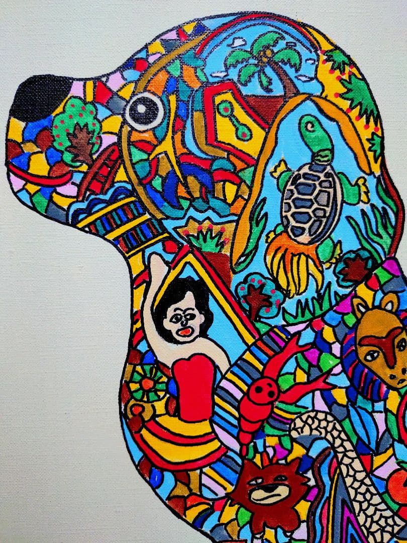 F6号】ジミー大西【Dog】手描き/表裏サイン有り/油彩/アクリル/絵画