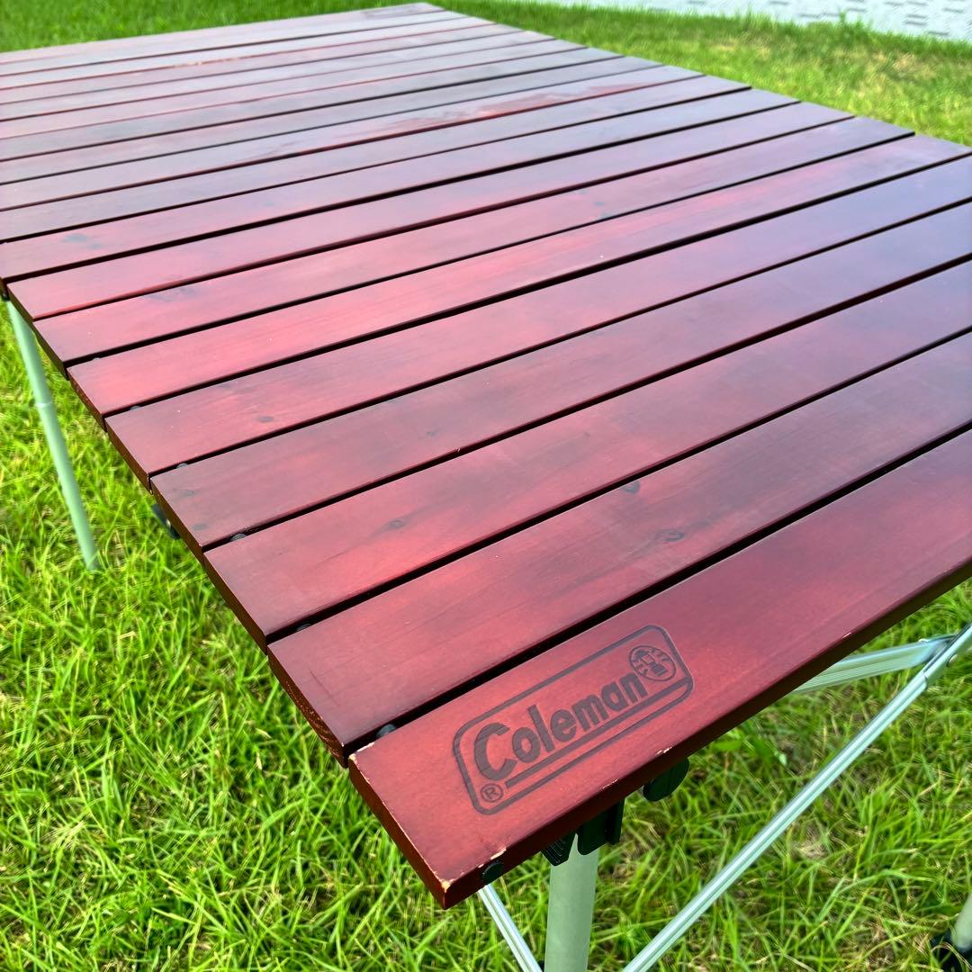 使用感少】コールマン Coleman ウッドロールテーブル 廃盤カラー
