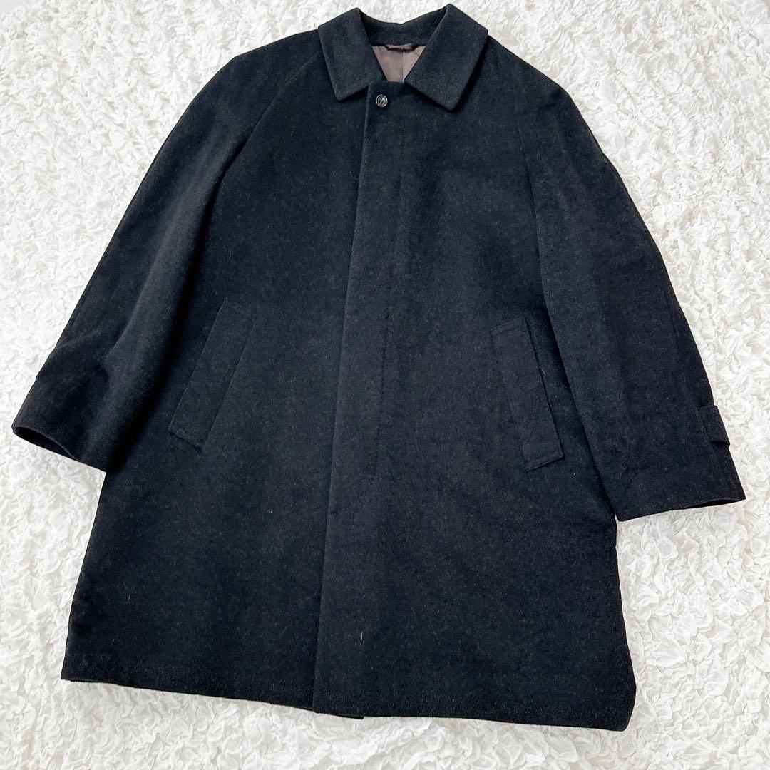 【美品】五大陸　ステンカラーコート　カシミア100％　比翼　濃灰　Lサイズ