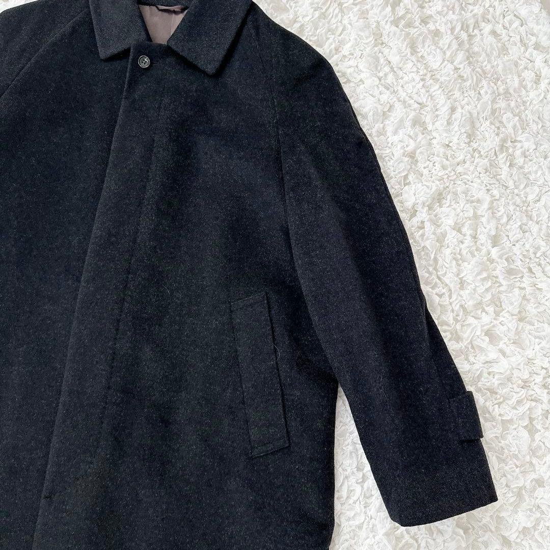 【美品】五大陸　ステンカラーコート　カシミア100％　比翼　濃灰　Lサイズ