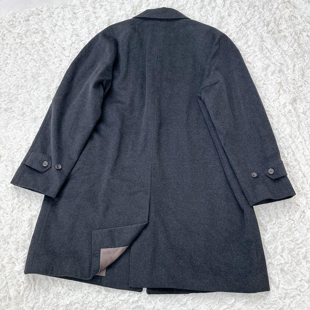 【美品】五大陸　ステンカラーコート　カシミア100％　比翼　濃灰　Lサイズ
