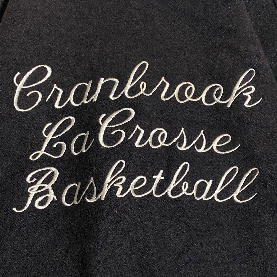 HOLLOWAY レザースタジャン 刺繍 ネイビー グリーン L ブルゾン