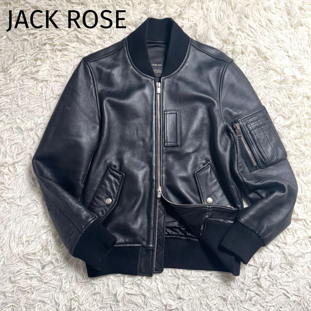 ジャックローズ　ラムレザー　MA-1 フライトジャケット　ブラック　黒　サイズ2