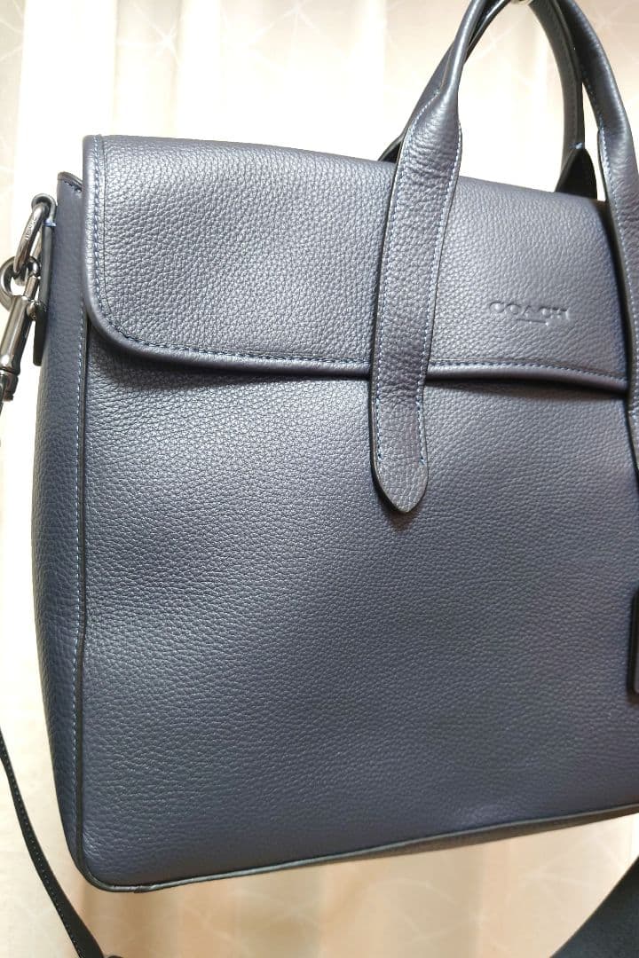 COACH　レザービジネスバッグ　紺