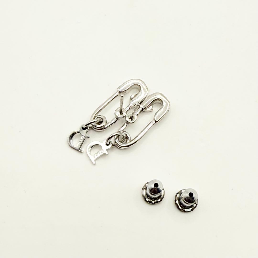 【美品】Dior ディオール　ピアス　クリップモチーフ　ライトストーン　シルバー