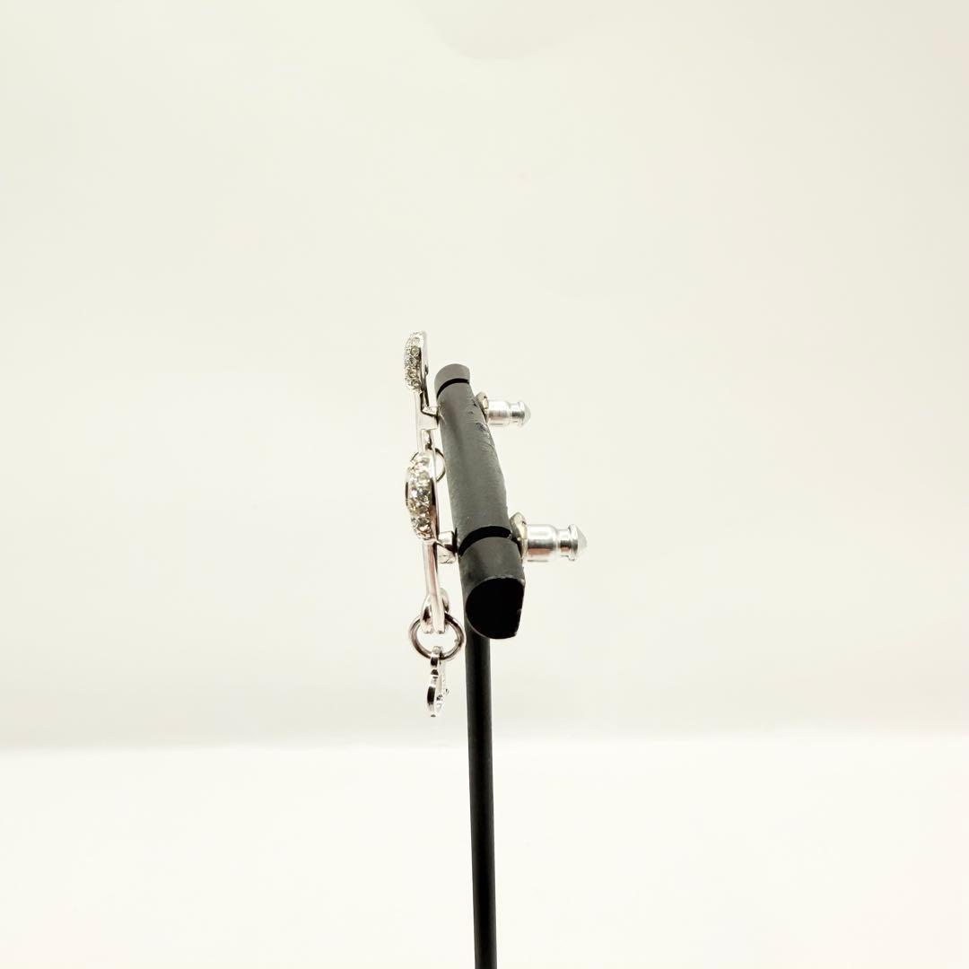【美品】Dior ディオール　ピアス　クリップモチーフ　ライトストーン　シルバー