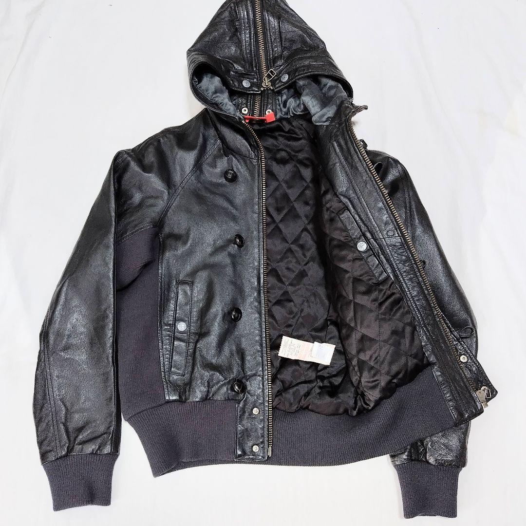 PUMA Clydeフード付きレザージャケット サイズUSM　フライトジャケット