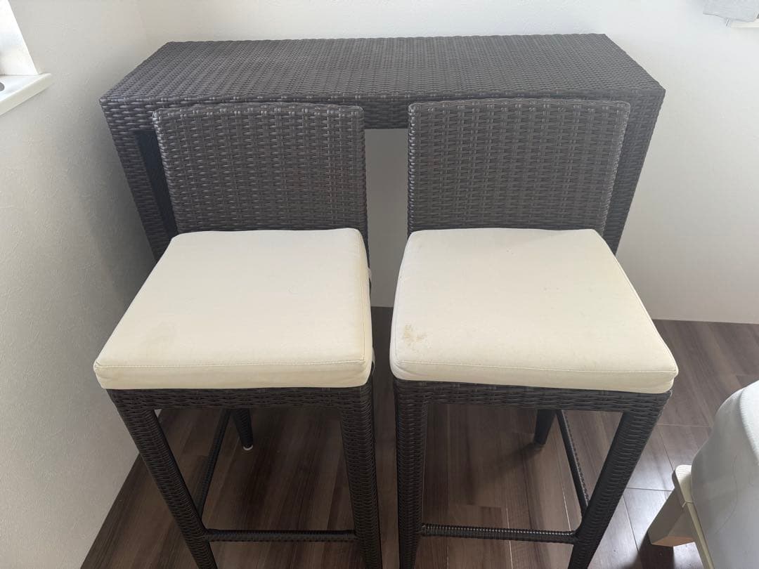 バーカウンターテーブルセット　シンセティックラタン