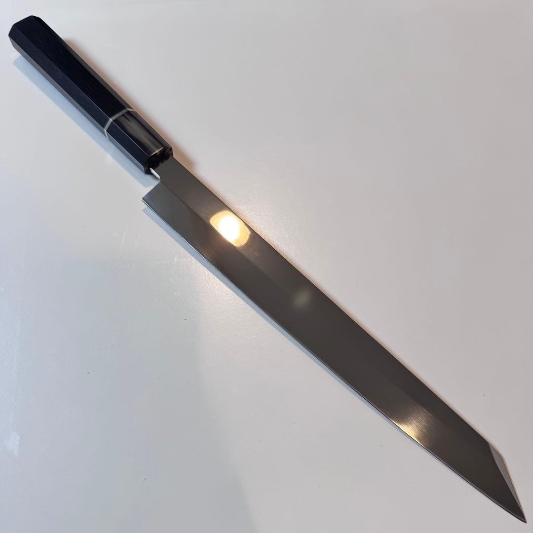 270mm 切付柳刃包丁 全鋼 鏡面 黒檀・本牛角八角柄 - メルカリ