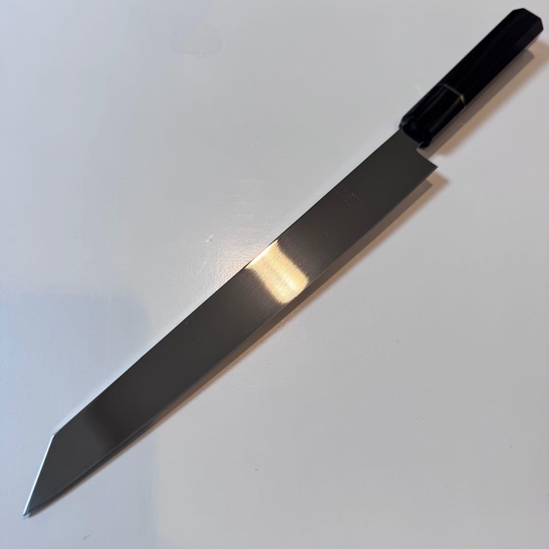 270mm 切付柳刃包丁 全鋼 鏡面 黒檀・本牛角八角柄 - メルカリ