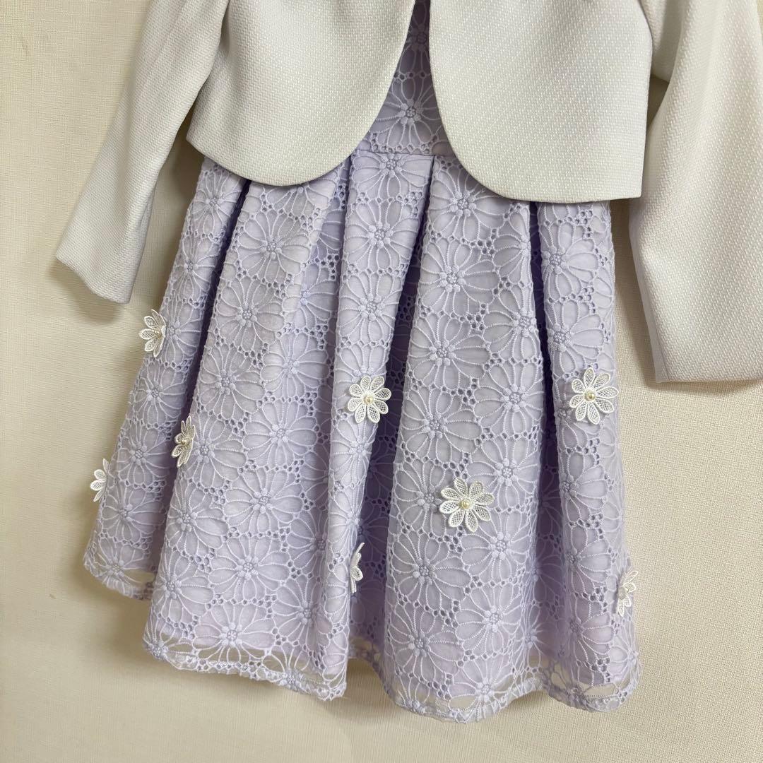 プティマイン セレモニー　ドレス　スーツ　ラベンダー花柄　コサージュ110cm