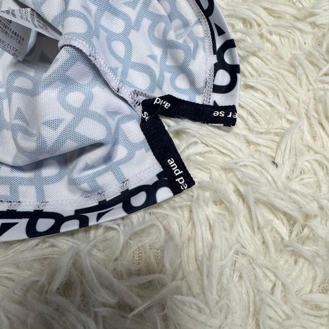 【アンパスィ】美品 セットアップ ポロシャツ 総柄 ロゴ Sサイズ レディース