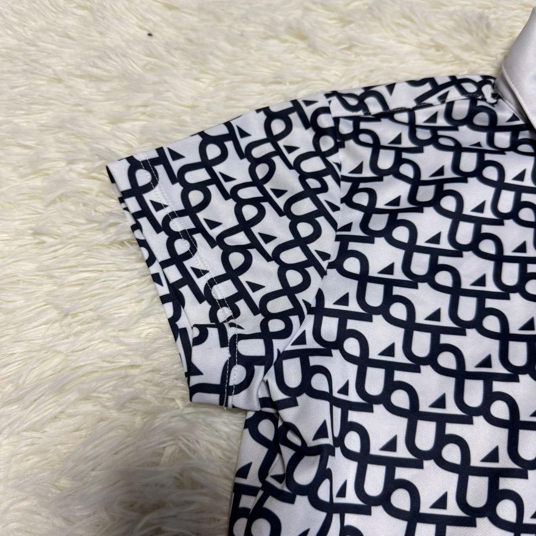 【アンパスィ】美品 セットアップ ポロシャツ 総柄 ロゴ Sサイズ レディース