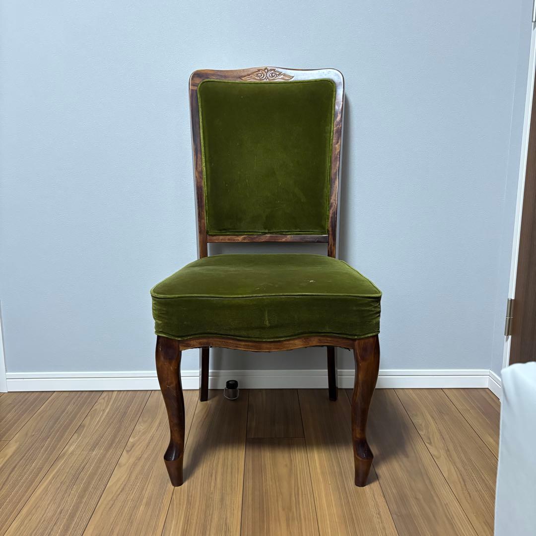 【希少】アンティーク調 チェア 猫脚 グリーン 椅子 レトロ 2脚セット