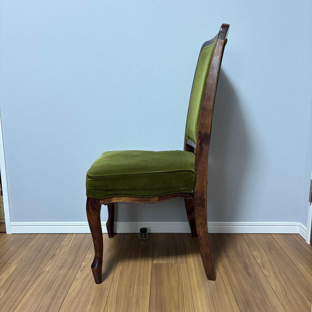 【希少】アンティーク調 チェア 猫脚 グリーン 椅子 レトロ 2脚セット