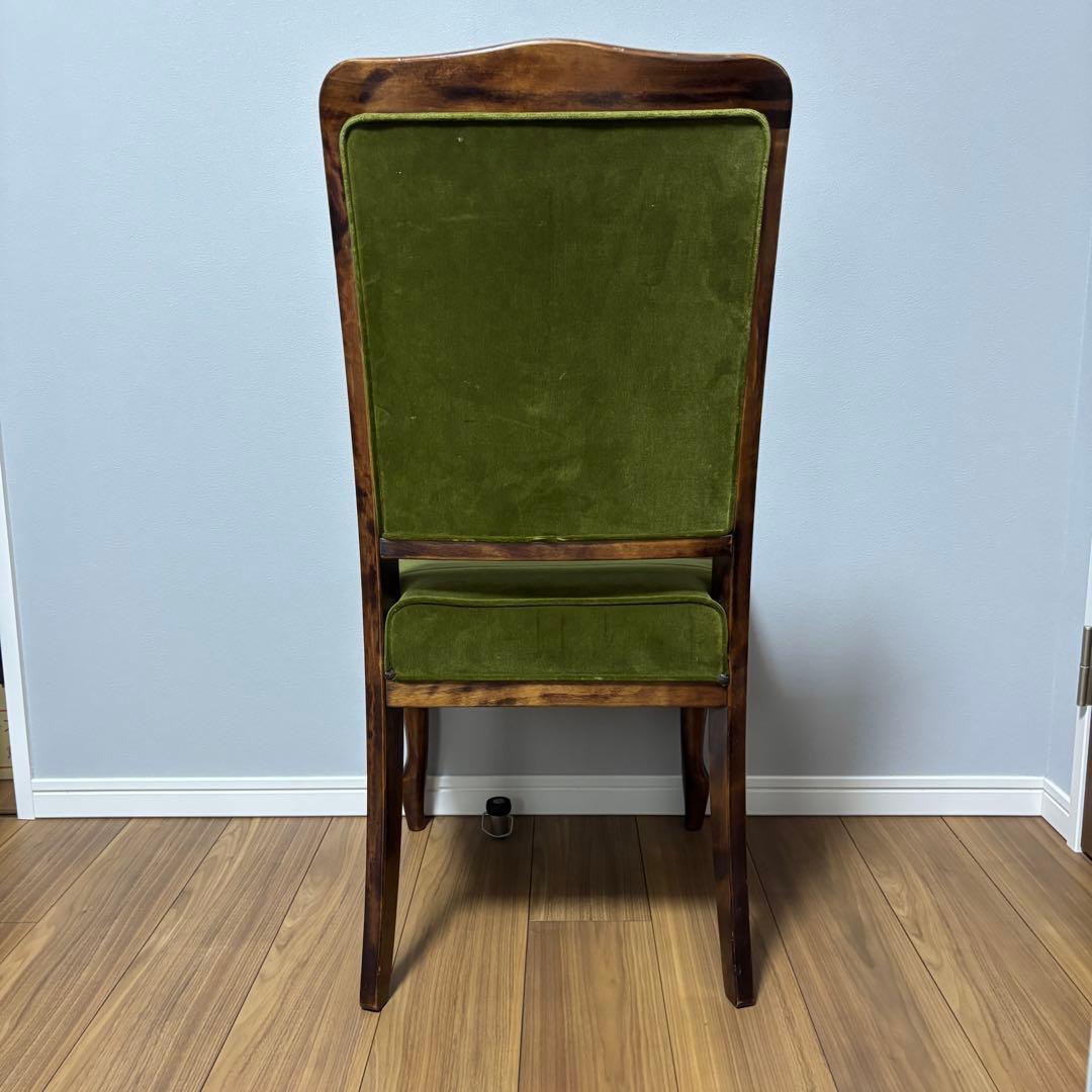 【希少】アンティーク調 チェア 猫脚 グリーン 椅子 レトロ 2脚セット