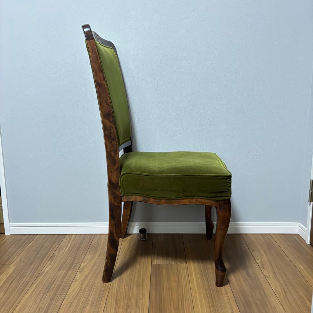 【希少】アンティーク調 チェア 猫脚 グリーン 椅子 レトロ 2脚セット