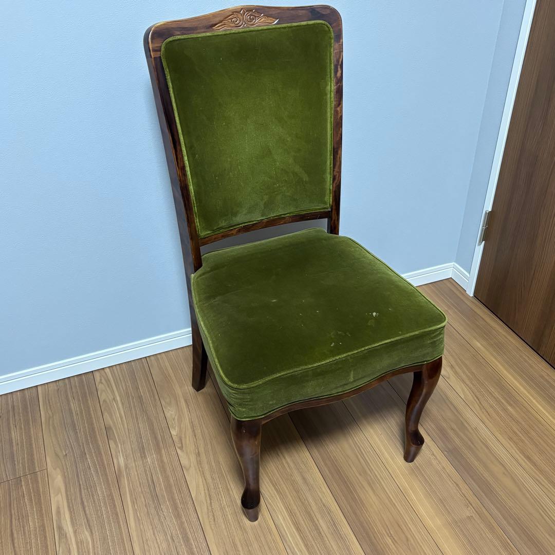 【希少】アンティーク調 チェア 猫脚 グリーン 椅子 レトロ 2脚セット