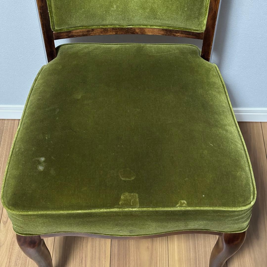 【希少】アンティーク調 チェア 猫脚 グリーン 椅子 レトロ 2脚セット