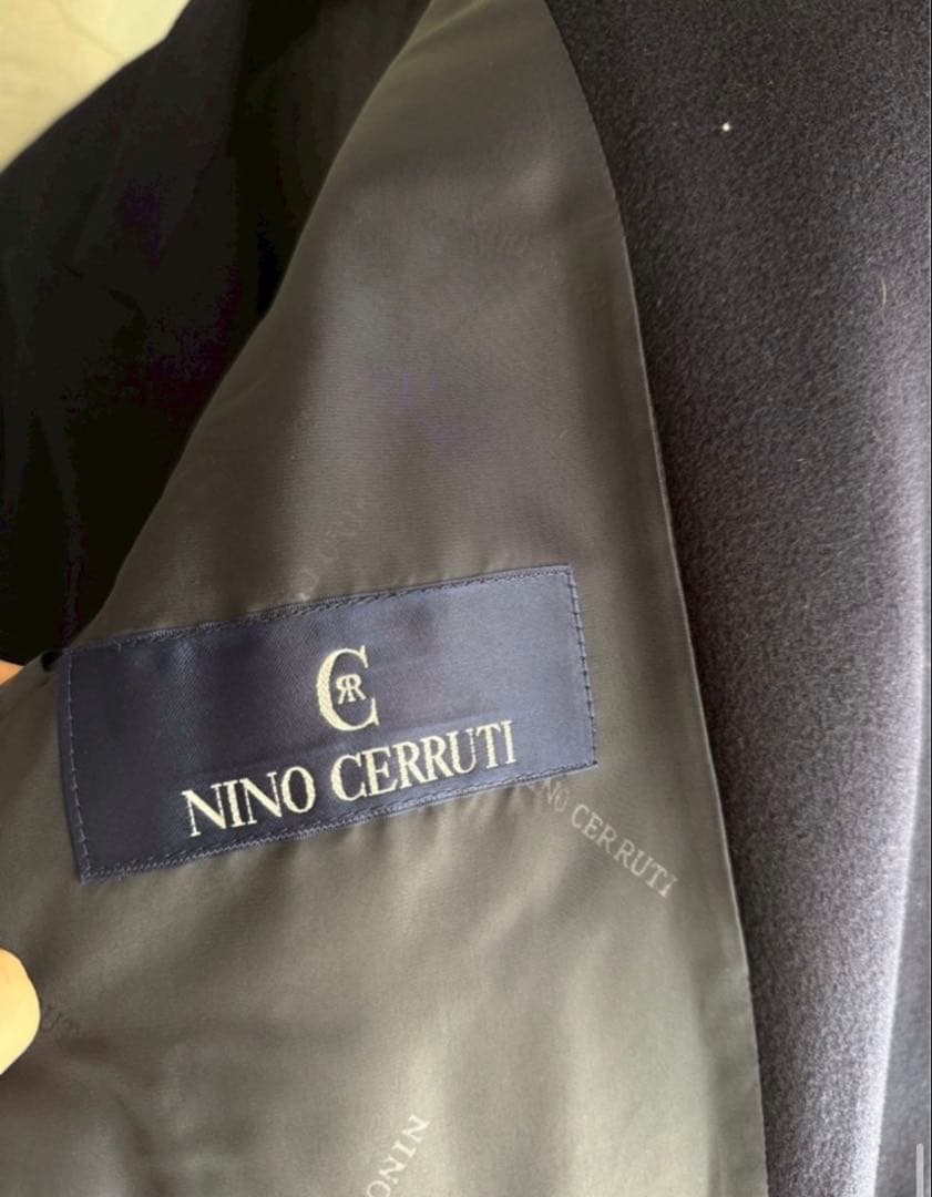 ネイビー ダブルブレスト ロングコート