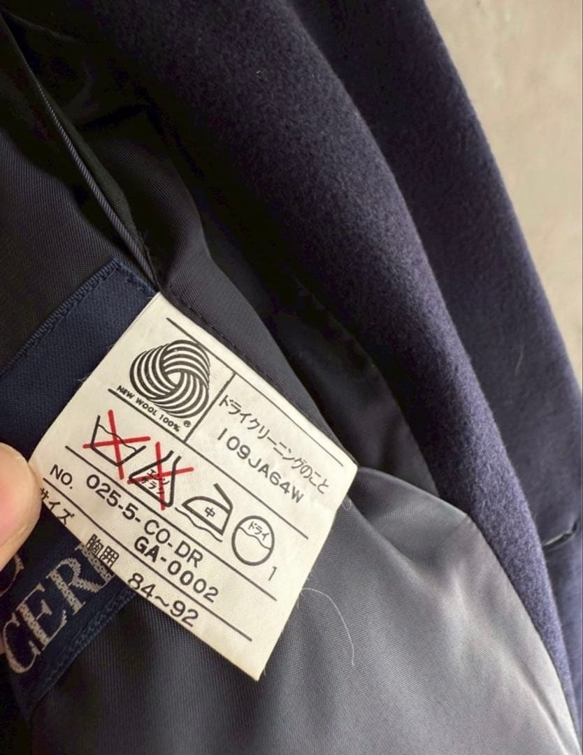 ネイビー ダブルブレスト ロングコート