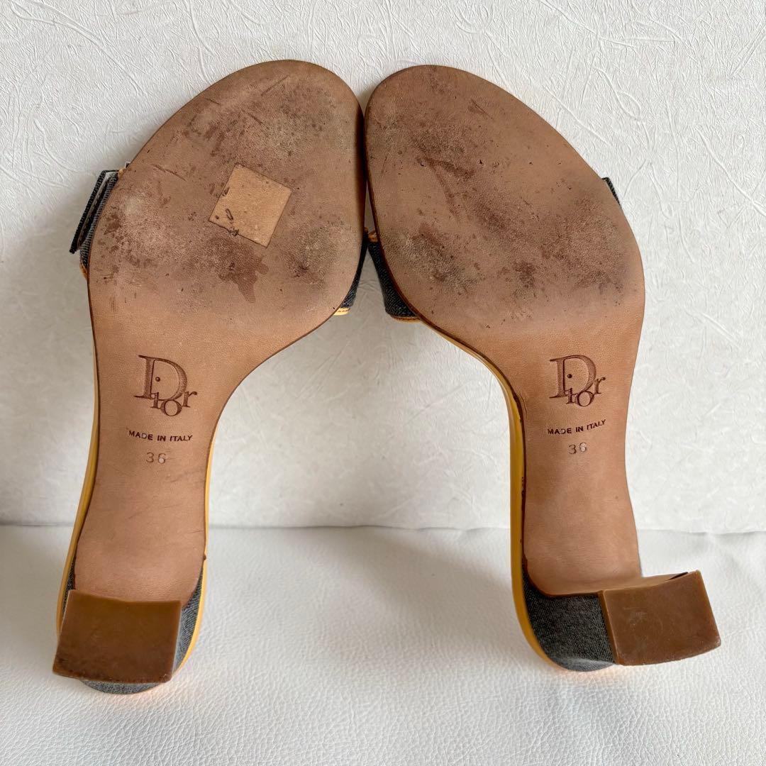 【希少】【クリスチャンディオール】デニム ロック&チャーム ミュール ヒール