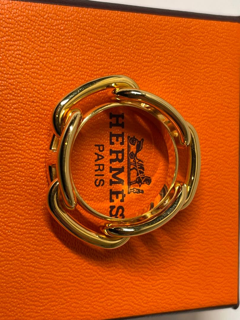 【新品未使用】HERMÈSエルメス　 シェーヌダンクル スカーフリング ゴールド