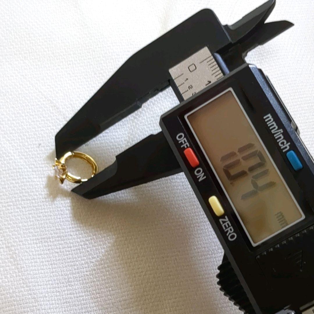 【片耳】K18 CZ 中折式 フープピアス キュービックジルコニア 立て爪