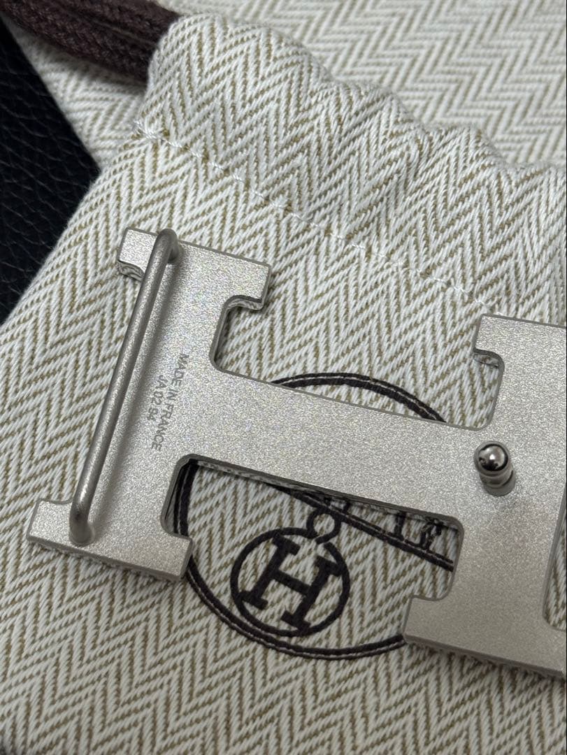 【新品未使用】HERMES エルメス 黒レザー ベルト H型バックル