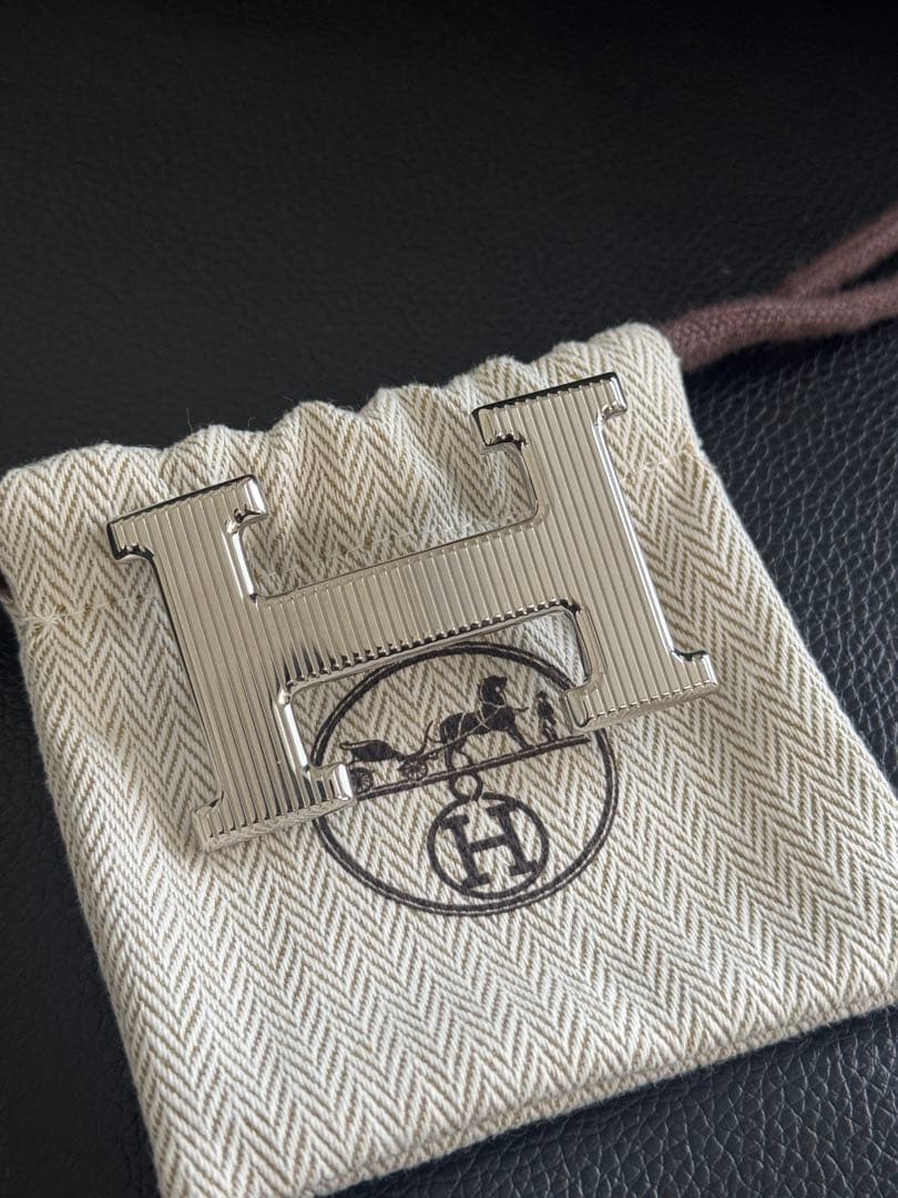 【新品未使用】HERMES エルメス 黒レザー ベルト H型バックル