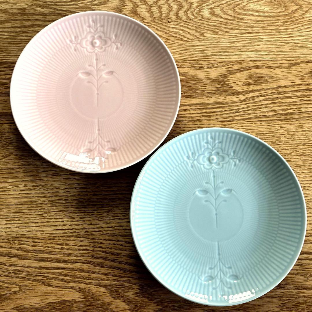 ロイヤルコペンハーゲン フラワーエンブレム プレート ピンク・ブルー